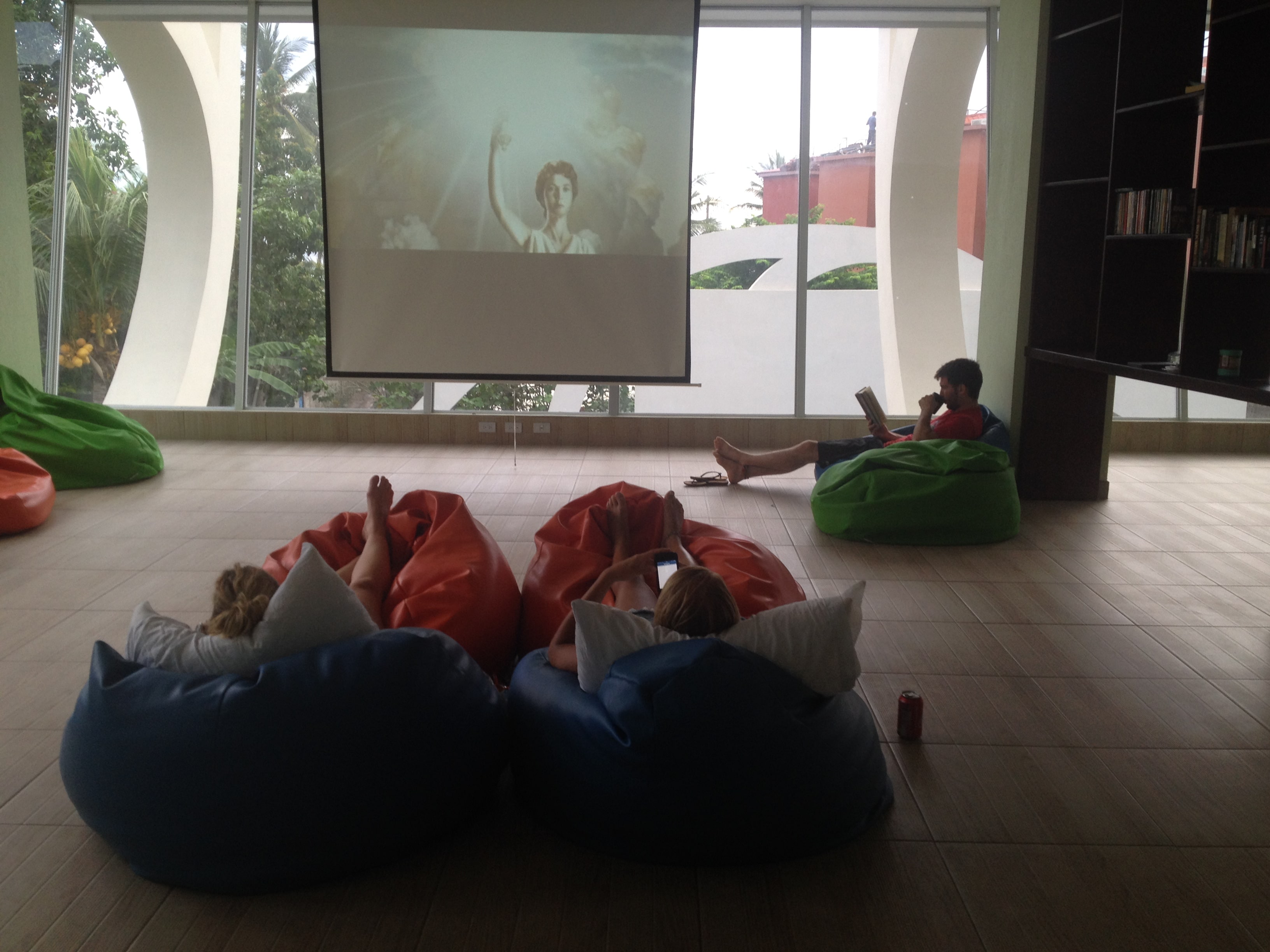 Movie room at Room2Board Hostel & Surf School