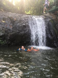 Enjoying the waterfall